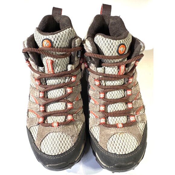 Merrell Womens Moab 2 Vent Hiking Boot Sz 5 Suede & Mesh Upper Vibram Sole Taupe - Picture 2 of 14